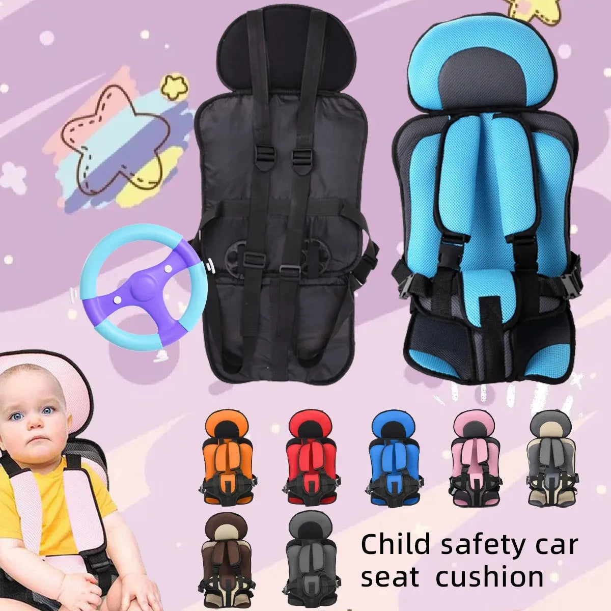 Portable Infant Safety Seat Mat with Thick Sponge Pad
